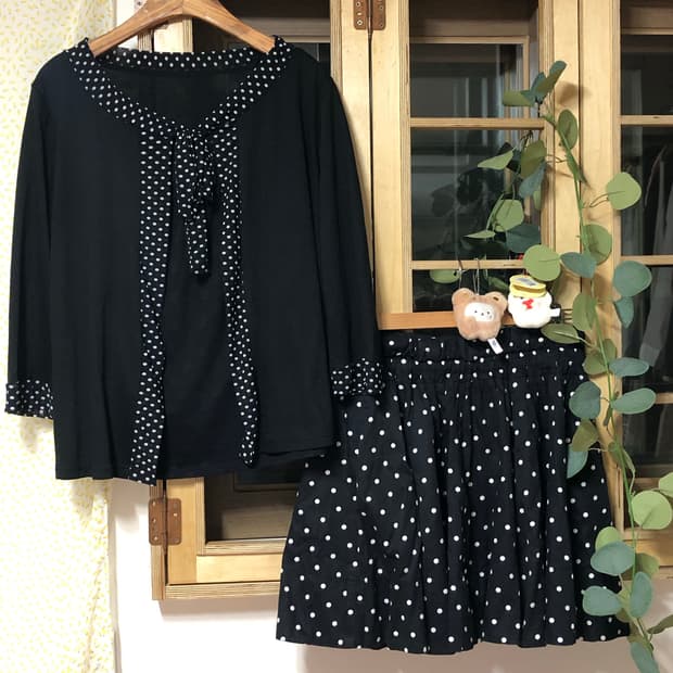 블랙 도트 모리걸 데일리 세트 mori 사와코