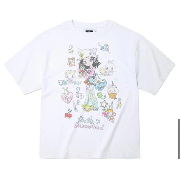 키르시 X 썬원버드 빅 오버 사이즈 그래픽 티셔츠 화이트