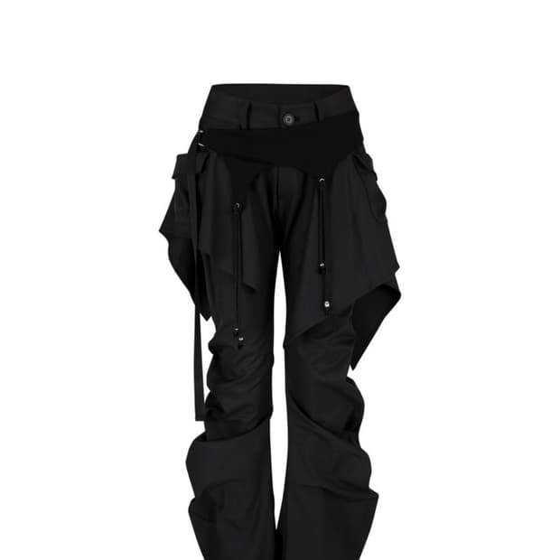 카시코 Layered Strap Pants Black s사이즈