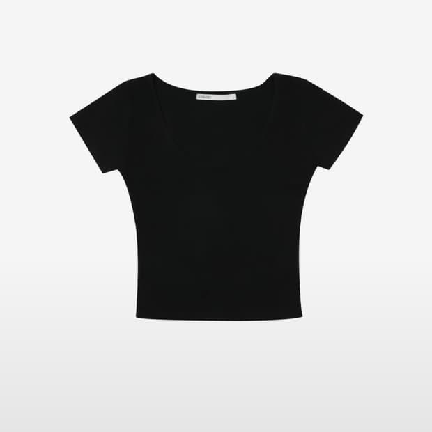 보헤미안 서울 하프 리브드 티 블랙 HALF RIBBED T