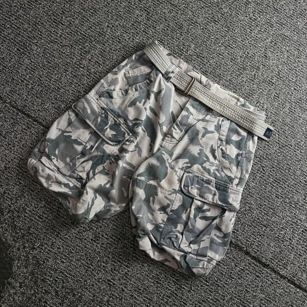 아르마니 아카이브 벨티드 카모플라쥬 카모 팬츠 3674