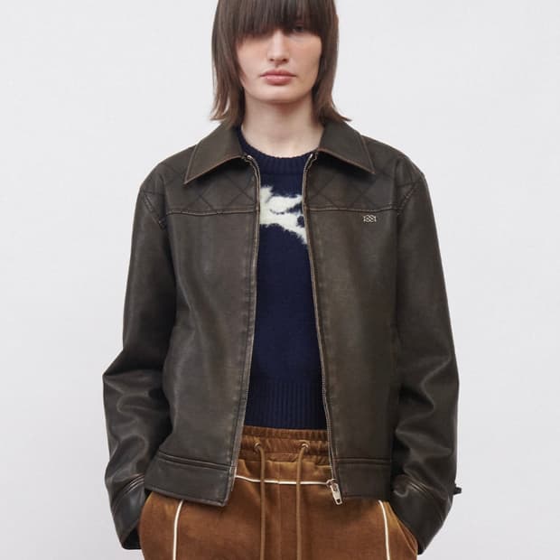 Kijun Faux-Leather Stitched Jacket Dark