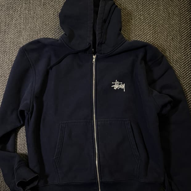 스투시 베이직 스투시 후드 집업 네이비 2022