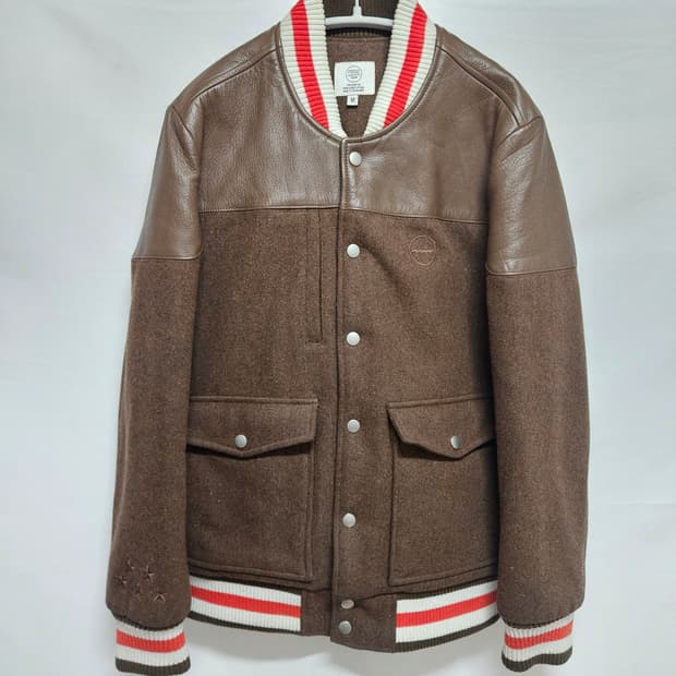 팀FB 92 배색 레더 바시티자켓 M