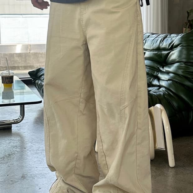 나름 절개 리버스 와이드 팬츠