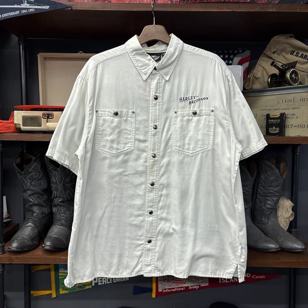 00s 할리데이비슨 리벳포켓 스네이크 페인팅 코튼 워크셔츠 N1177