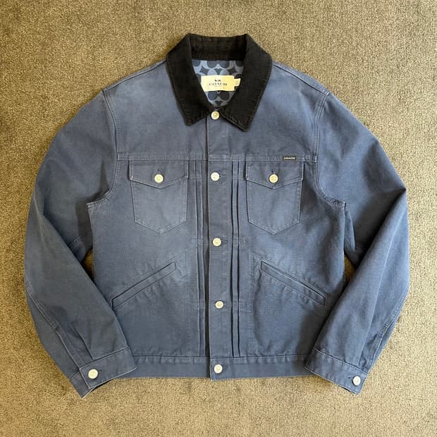 코치 남성 코듀로이 트러커 자켓 블루 L