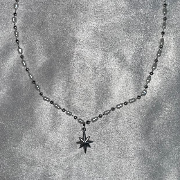 Pearl silver Vintage Necklace & unisex