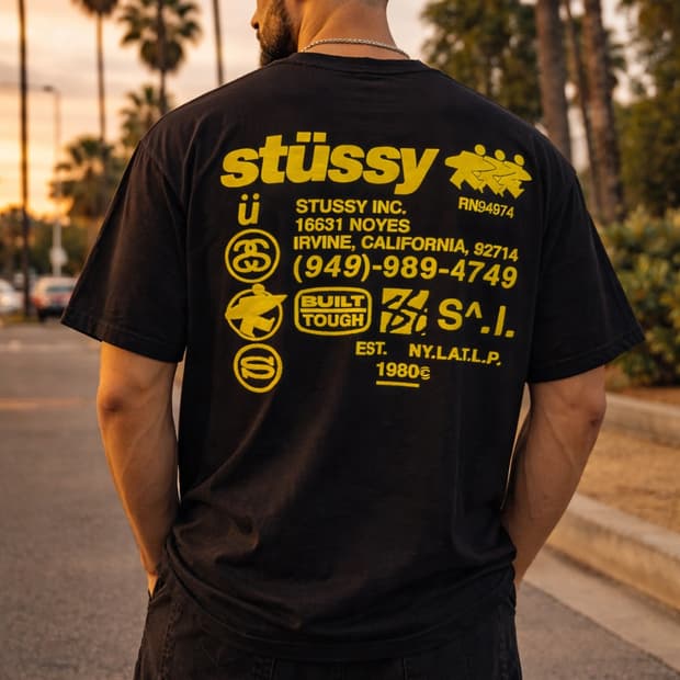 Stüssy 스투시 DNA 피그먼트 다이드 티셔츠 (블랙 / 옐로우)