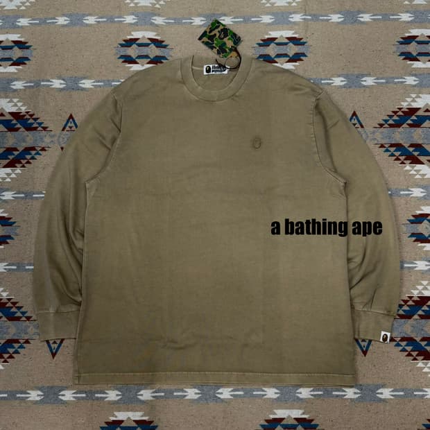 [L] 베이프 가먼트 다잉 롱 슬리브 티셔츠 베이지 