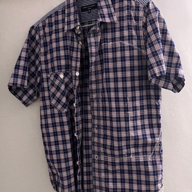Comme des garcons homme 반팔 체크 셔츠