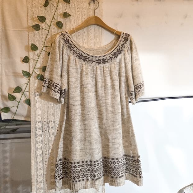 노르딕 패턴 반팔 니트