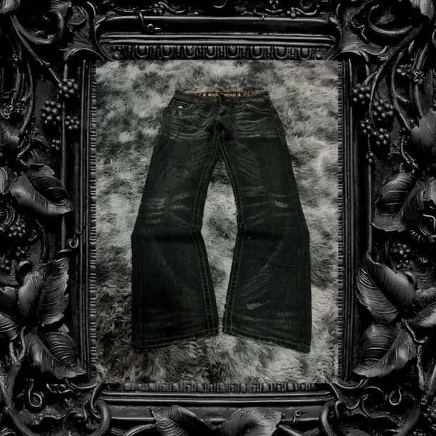 ☠️ Y2K Black washed semi wide fit pants