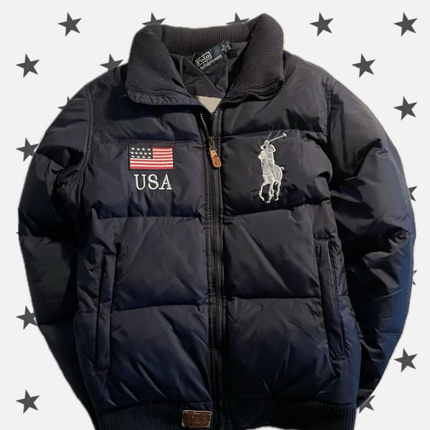 폴로 랄프 로렌 빅포니 성조기 USA 패딩 네이비