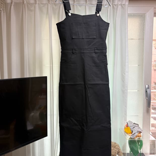 블랙 데님 롱 원피스