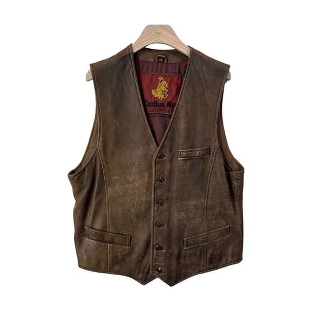 [AKTA LADER] 빈티지 리얼레더 베스트