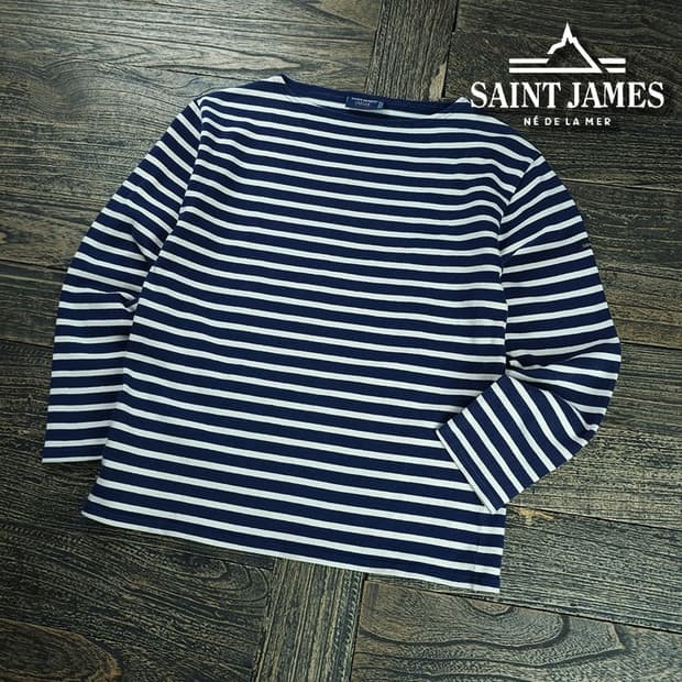 [세인트제임스] 루즈핏 보트넥 스트라이프 롱슬리브 긴팔티 M21357