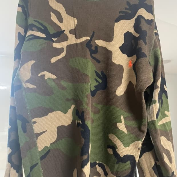 폴로 랄프로렌 카모 와플 롱글리브 티셔츠