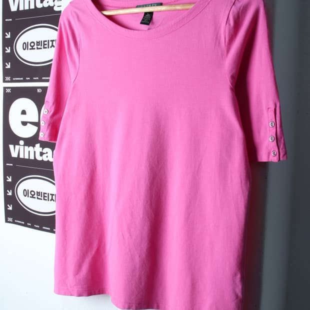W(L-XL) 폴로 랄프로렌 반팔 티셔츠 오버핏 무지 핑크-H34322