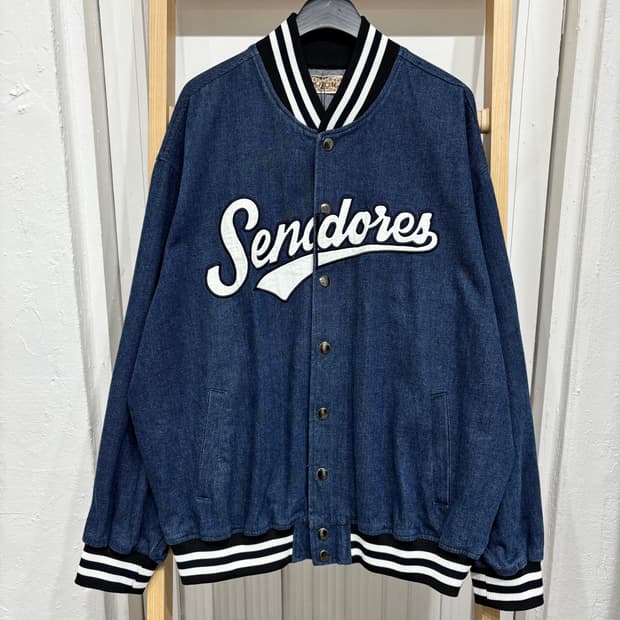 데님 오버핏 바시티 자켓