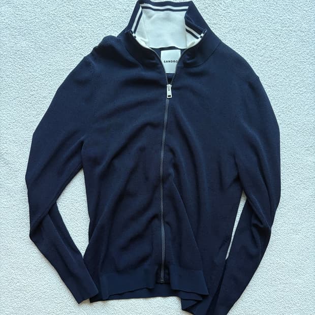 [M] Sandro french knit jersey zip up