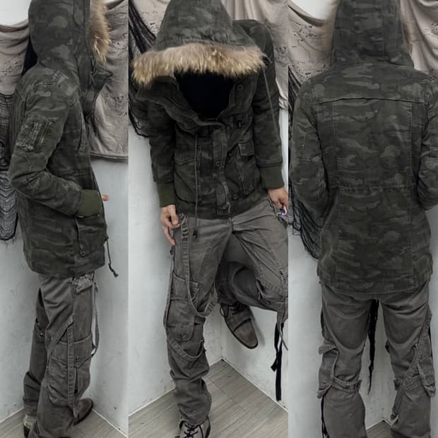 Y2K Camo Pattern Fur Parka