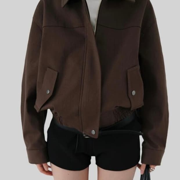 브라운 블루종 점퍼