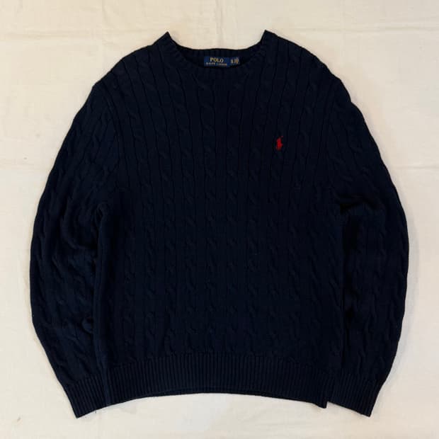 폴로 랄프로렌 꽈배기 케이블 니트 네이비