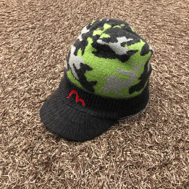 에비수 카모 패턴 니트 비니 캡