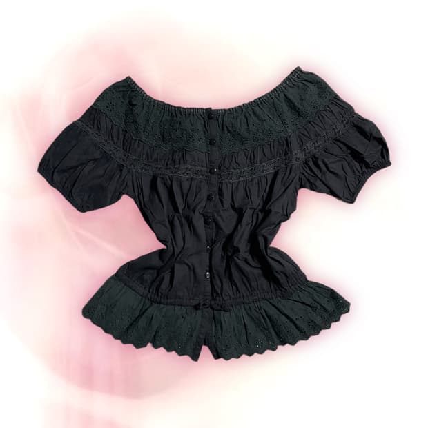 JP vintage black lace blouse