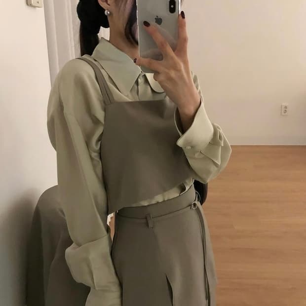 뷔스티에 투피스 카키