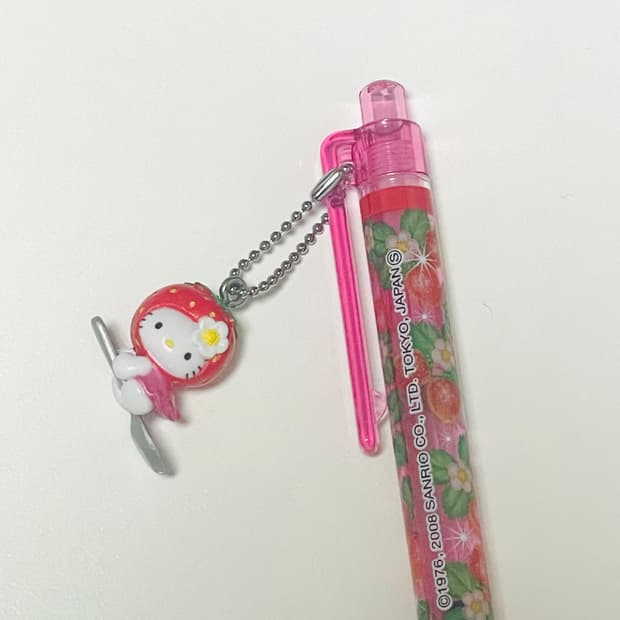 고전키티스트랩 도치기 딸기스푼요정키티 키티볼펜