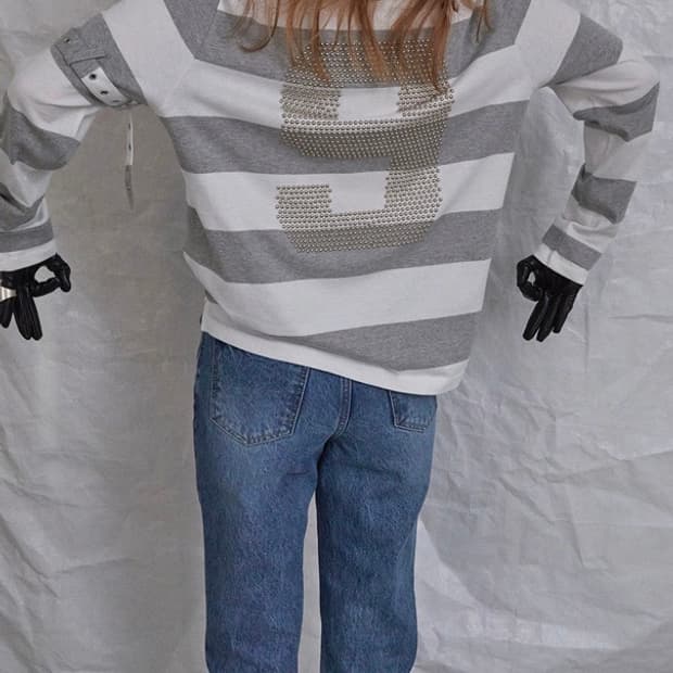 Dared 데어드 BALL STUD STRIPED POLO TOP