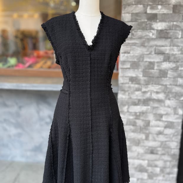 {파격할인}촬영용 의상Rebecca Taylor 블랙 트위드 원피스 Si