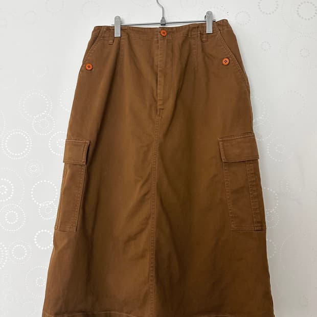 브라운 카고 롱 스커트