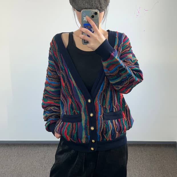 Emaroo 쿠지 패턴 니트 가디건