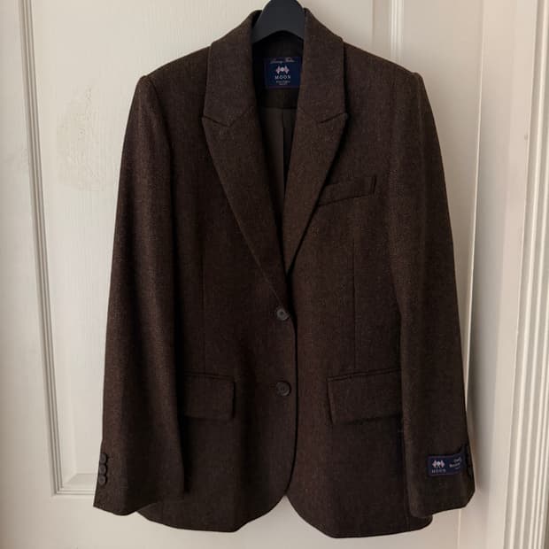 아브라함문 헤링본 메리노울 자켓 - 브라운 S