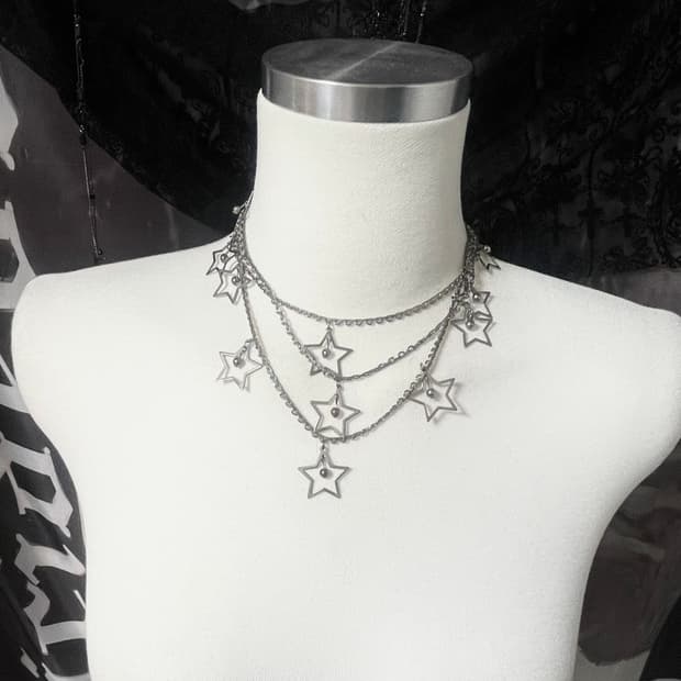 00s star choker 3줄 레이어드 별목걸이 빈티지대장오네갸루