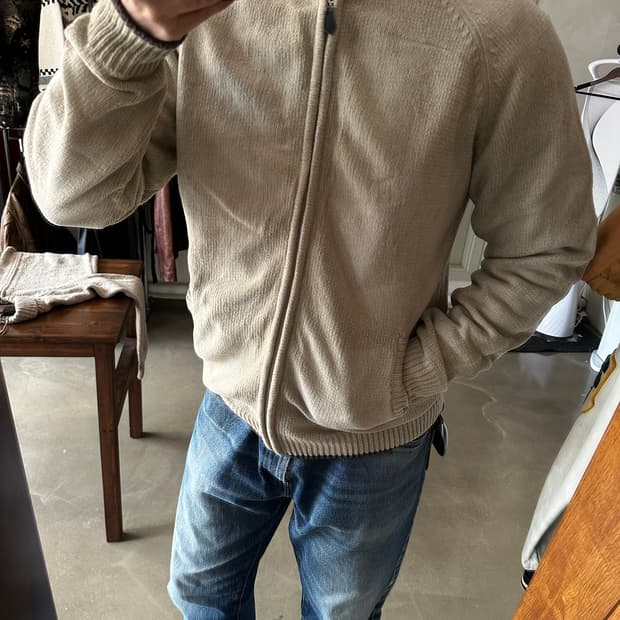 재패니즈 빈티지 하프넥 니트 집업 가디건