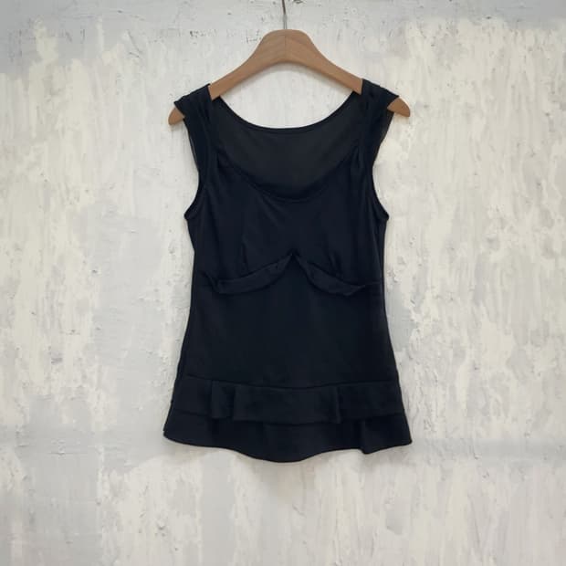vintage black mesh layered sleeveless