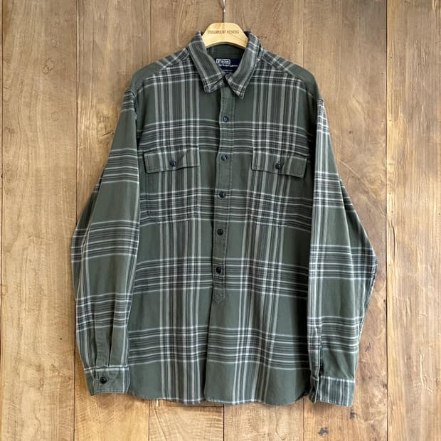 RALPH LAUREN CARRINGTON FLANNEL CHECK PLAID WORK SHIRT (100-105)