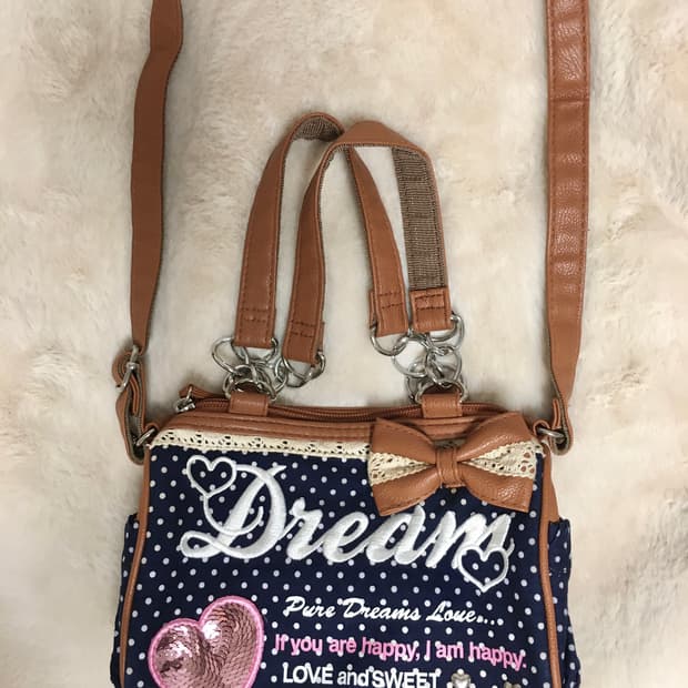 핀터레스트 빈티지 charm 라떼갸루 도트 크로스백 가방