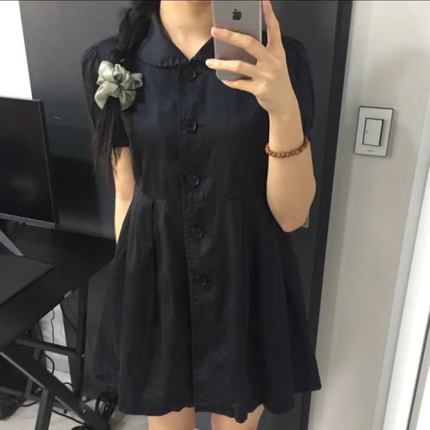 Saburoku 모리걸 히메갸루 카라 버튼 원피스