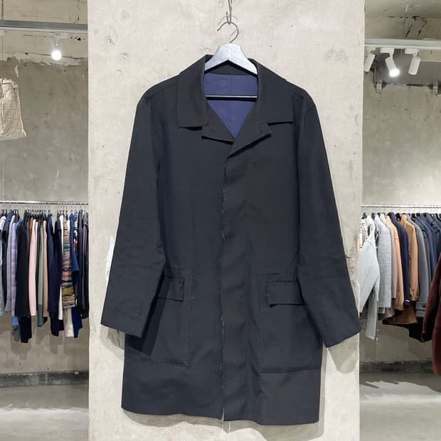 지스타 로우 히든 버튼 로우 데님 롱 자켓