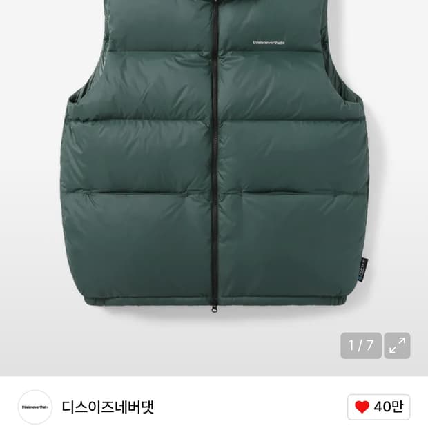 디스이즈네버댓 PERTEX® T Down Vest Green 