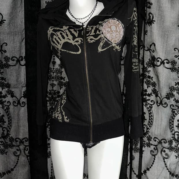 punk hooded zip-up