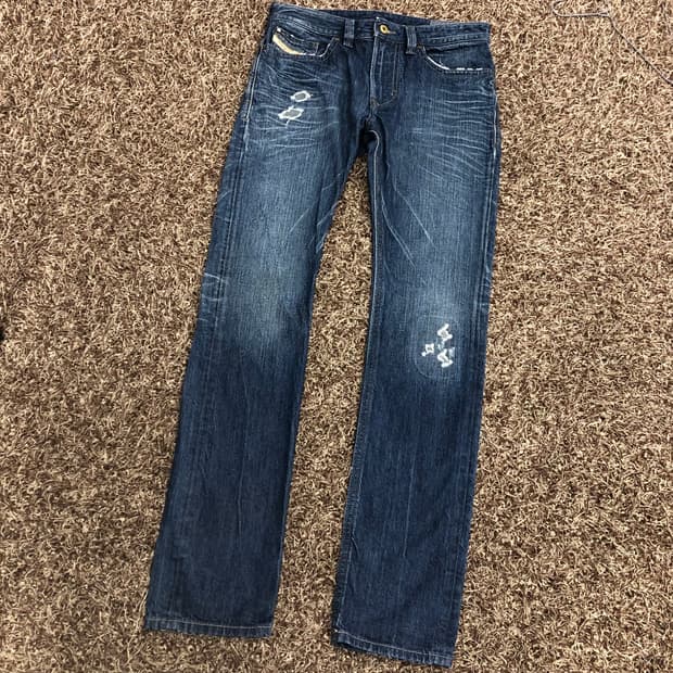 디젤 Thavar 워싱 디스트로이드 슬림 스키니진 데님 팬츠