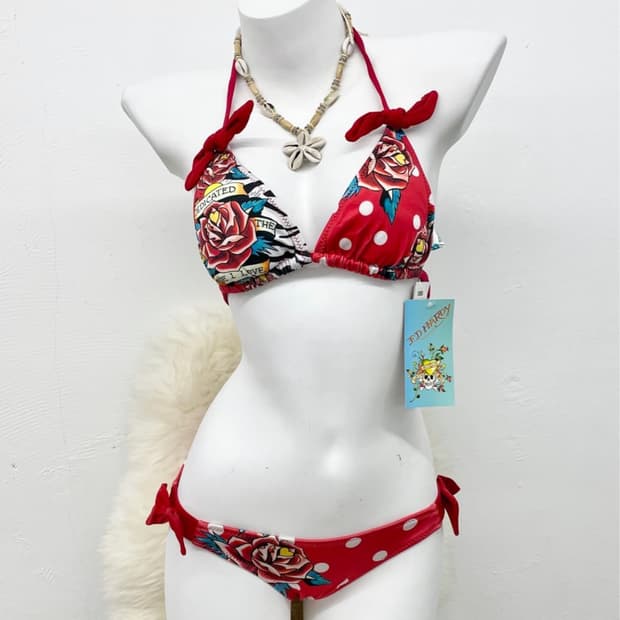 Ed hardy 에드하디 비키니 수영복 탱키니 y2k 로우라이즈