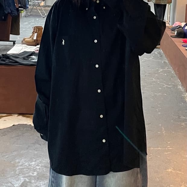 폴로 랄프로렌 화이트 포니 블랙 셔츠 H1682