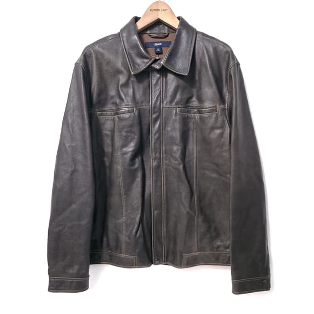 [L] 올드 갭 레더 자켓 브라운 (00s)